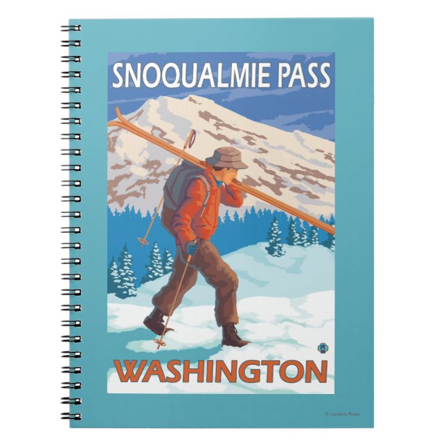 Skier Carrying Snow Skis - Snoqualmie Pass, WA Notebook (Front)