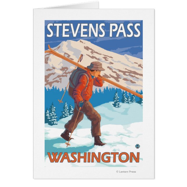 Skier Carrying Snow Skis - Stevens Pass, WA (Front)