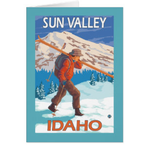 Skier Carrying Snow Skis- Vintage Travel 2