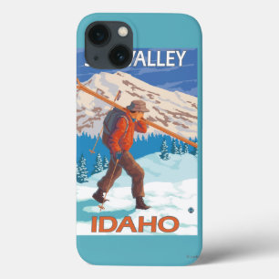 Skier Carrying Snow Skis- Vintage Travel 2 iPhone 13 Case