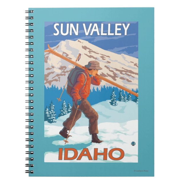 Skier Carrying Snow Skis- Vintage Travel 2 Notebook (Front)