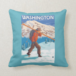 Skier Carrying Snow Skis - Washington Cushion