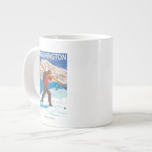 Skier Carrying Snow Skis - Washington Large Coffee Mug