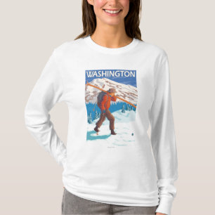Skier Carrying Snow Skis - Washington T-Shirt
