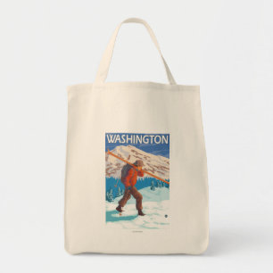 Skier Carrying Snow Skis - Washington Tote Bag
