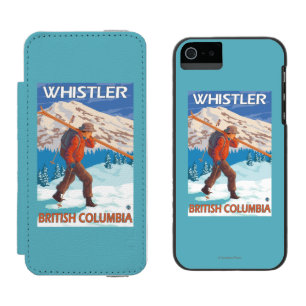 Skier Carrying Snow Skis - Whistler, BC Canada Incipio Watson™ iPhone 5 Wallet Case
