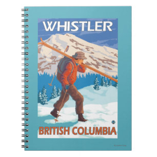Skier Carrying Snow Skis - Whistler, BC Canada Notebook