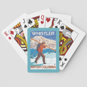 Skier Carrying Snow Skis - Whistler, BC Canada Playing Cards