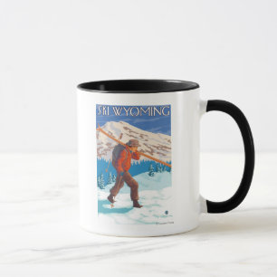 Skier Carrying Snow Skis - Wyoming Mug
