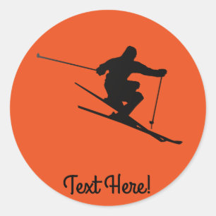 Skier Classic Round Sticker