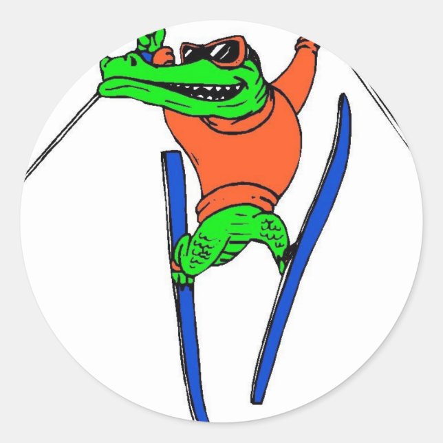 Skier Classic Round Sticker (Front)