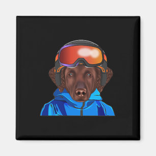 Skier Curly-coated Retriever Snowboarding Pocket  Magnet