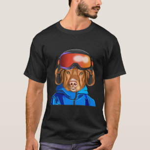 Skier Duck Tolling Retrievers Snowboarding Pocket T-Shirt
