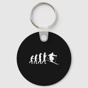Skier Evolution Ski Skiing Gift Winter Sport Key Ring