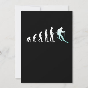 Skier Evolution Skiing Ski Snowboard Winter Sports Thank You Card