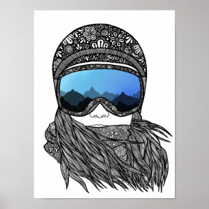 Skier girl print