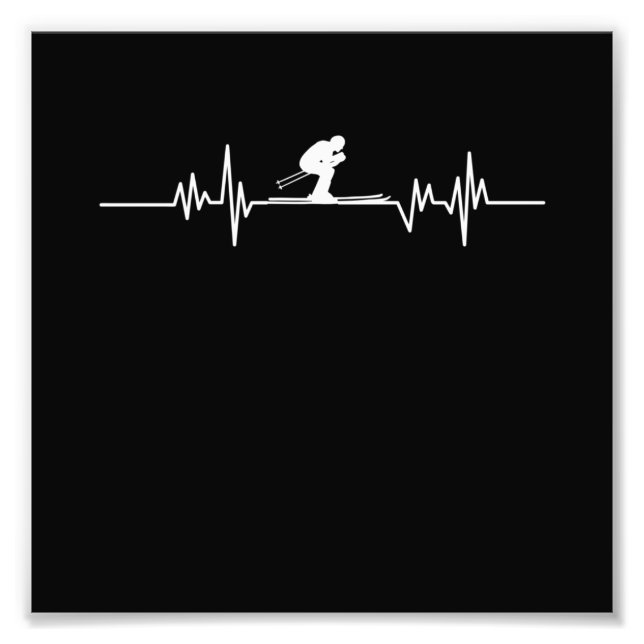 Skier Heartbeat Skiing Ski Snowboard Winter Sports Photo Print (Front)