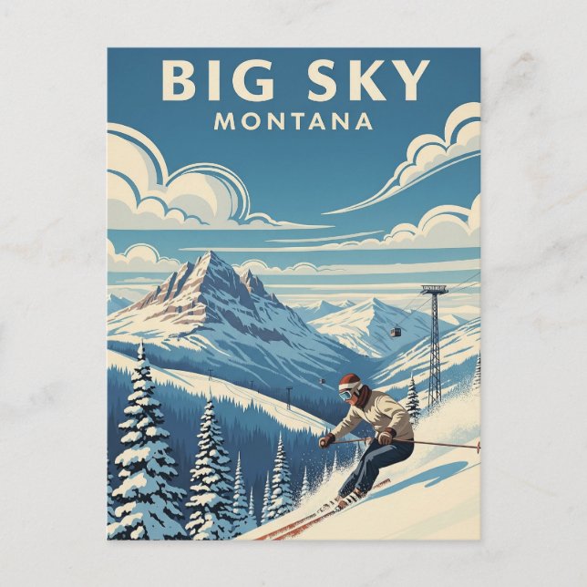 Skier in Big Sky Montana Travel Postcard (Front)