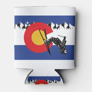 Skier-in--Colorado-Flag Can Cooler