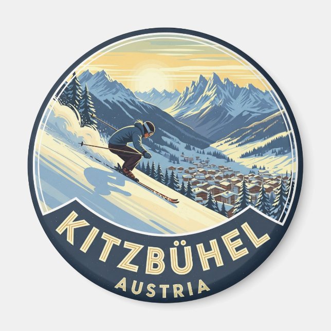 Skier in Kitzbuhel Austria Magnet (Front)
