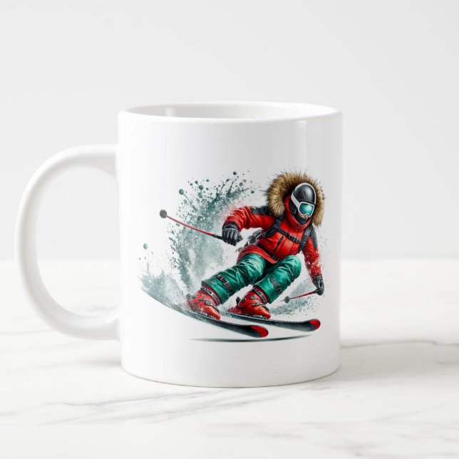 Skier Jumbo  Large Coffee Mug (Left)
