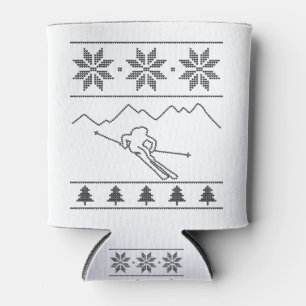 Skier - knitting pattern - Christmas - mountains Can Cooler