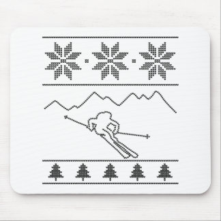 Skier - knitting pattern - Christmas - mountains Mouse Mat