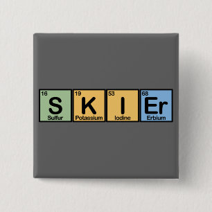 Skier made of Elements 15 Cm Square Badge