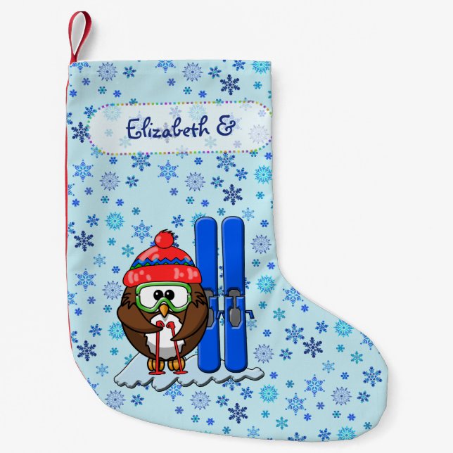 skier owl Christmas stocking (Front)