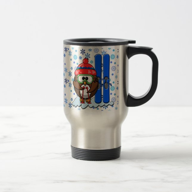 skier owl travel mug (Right)