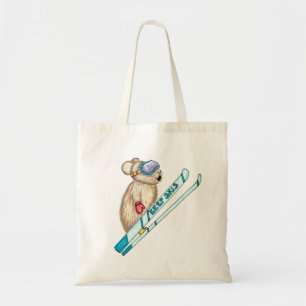 Skier Pika Gets Big Air Illustration Tote Bag