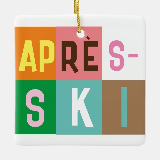Skier Retro Après Ski Colour Blocks    Ceramic Ornament (Front)