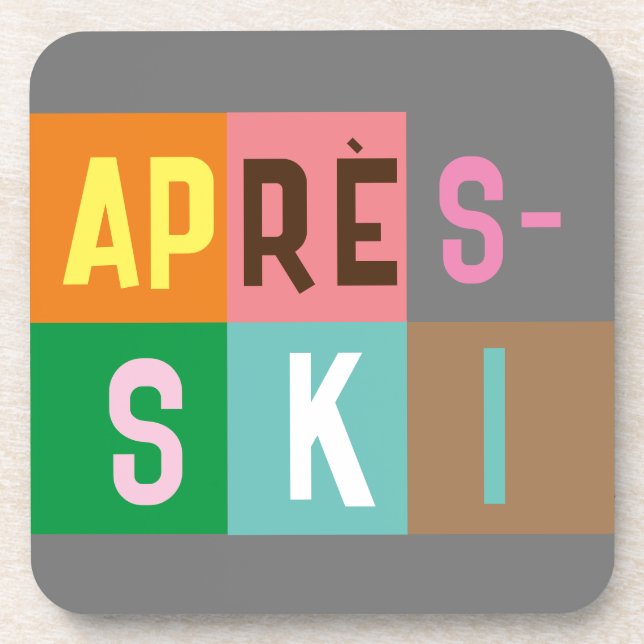 Skier Retro Après Ski Colour Blocks    Coaster (Front)