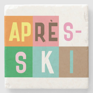 Skier Retro Après Ski Colour Blocks     Stone Coaster