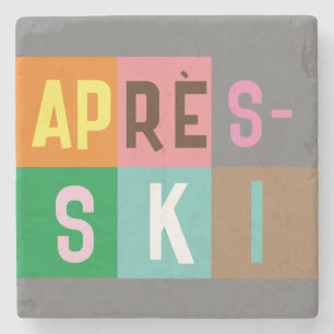 Skier Retro Après Ski Colour Blocks      Stone Coaster