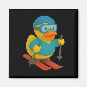Skier Rubber Duck Skiing Ski Ducky Duckies Magnet