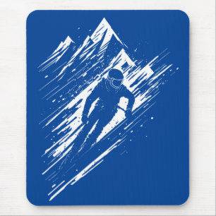 Skier Silhouette Graphic Art Mouse Mat
