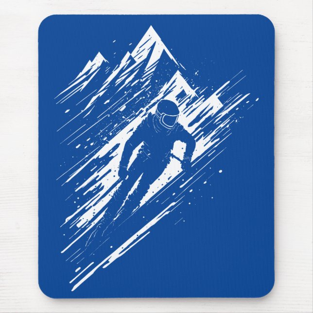 Skier Silhouette Graphic Art Mouse Mat (Front)