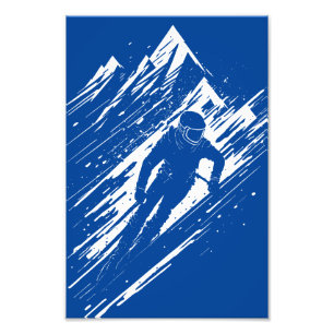 Skier Silhouette Graphic Art Photo Print
