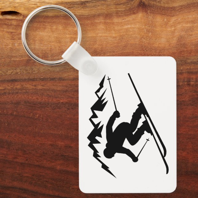 Skier Silhouette Key Ring (Front)