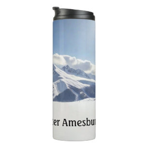 Skier Silhouette on Snowy Mountains personalise Thermal Tumbler