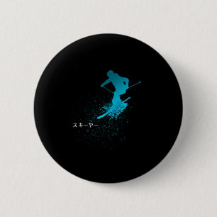 Skier, Ski, Japanese 6 Cm Round Badge