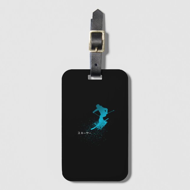 Skier, Ski, Japanese Luggage Tag (Front Vertical)
