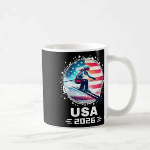 Skier Ski Usa Team 2026 Skiing American Flag Women Coffee Mug