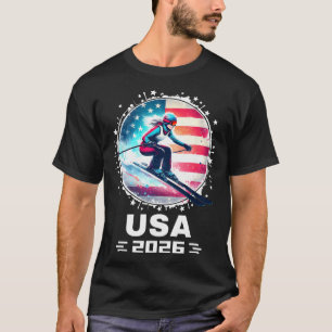 Skier Ski Usa Team 2026 Skiing American Flag Women T-Shirt