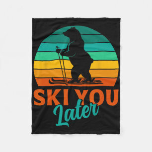 Skier Ski You Later Funny Skiing Kids  Fleece Blanket