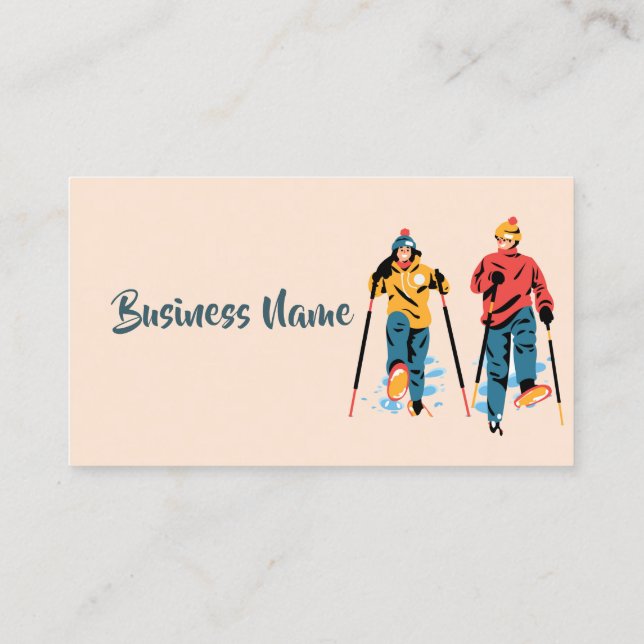 Skier Skiing Ski Classes Custom  Business Business Card (Back)
