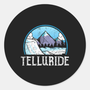 Skier Skiing Snowboarding Snowboard Colorado Tellu Classic Round Sticker