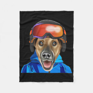 Skier Smooth Fox Terrier Snowboarding Pocket Fleece Blanket