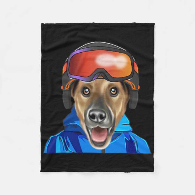 Skier Smooth Fox Terrier Snowboarding Pocket  Fleece Blanket (Front)